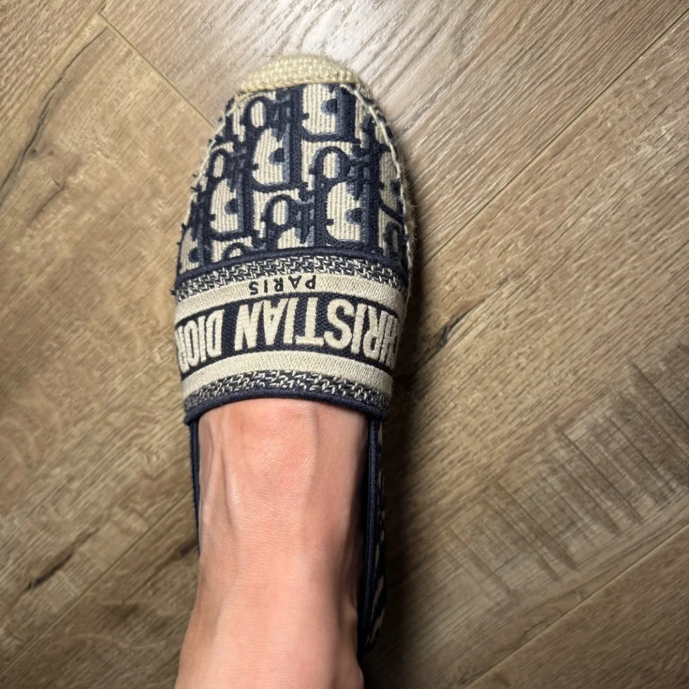 Christian Dior Espadrilles Blue Oblique Canvas Women’s Size 37 | Luxury Designer - Picture 3 of 7